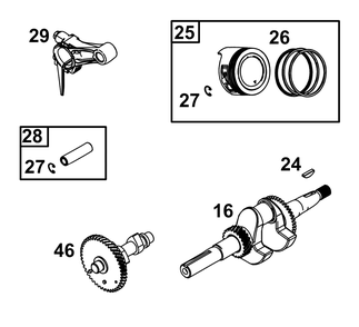 Crankshaft Group Diagram and Parts List for 83132-0233-H5  Briggs and Stratton Engine